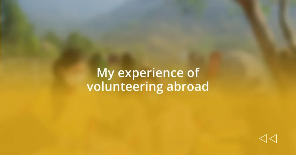 My experience of volunteering abroad