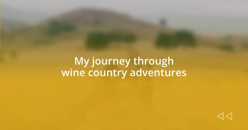 My journey through wine country adventures